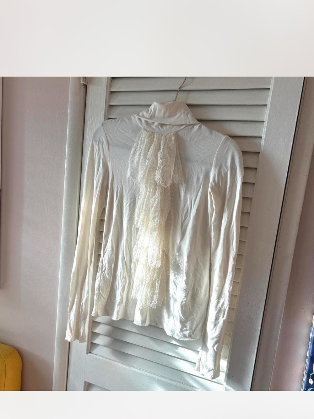 PAIGE Cream Lace-Back Long Sleeve Top